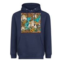 Navy sunflowers charolais cow seamless pattern Heavyweight Hoodie - HRA Design Shop