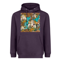 Plum sunflowers charolais cow seamless pattern Heavyweight Hoodie - HRA Design Shop