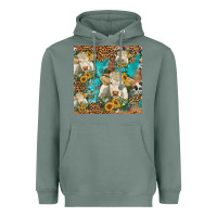 Sage sunflowers charolais cow seamless pattern Heavyweight Hoodie - HRA Design Shop
