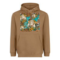 Toasted Coconut sunflowers charolais cow seamless pattern Heavyweight Hoodie - HRA Design Shop