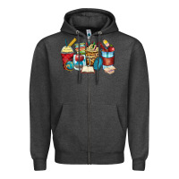 Charcoal Heather teacher coffee cups Zipper Hoodie - Zillion Design Studio