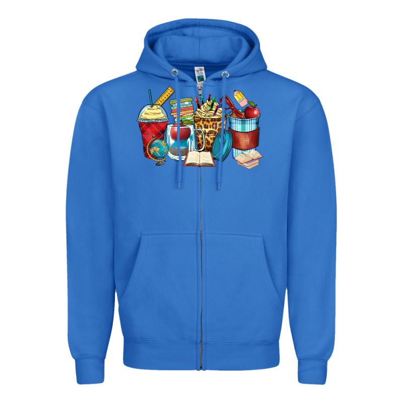 Teacher Coffee Cups Zipper Hoodie by Zillion Design Studio | Teevron