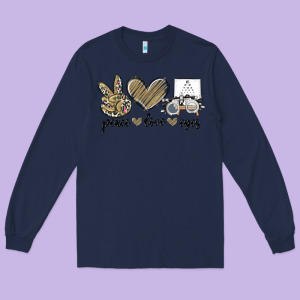 Peace Love Eyes Long Sleeve Tee Designed By Maliassmallbusiness