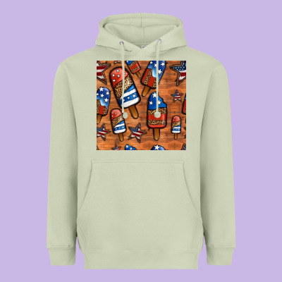 Patriotic Popsicles Seamless Pattern Heavyweight Hoodie Designed By Hra Design Shop