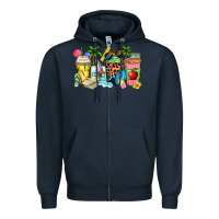 Navy summer teacher coffee cups Zipper Hoodie - Zillion Design Studio