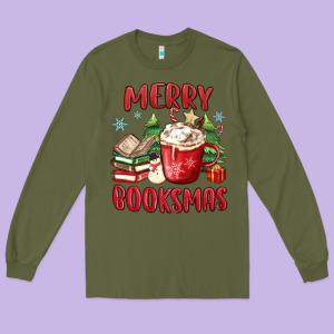 Merry Booksmas Long Sleeve Tee Designed By Maliassmallbusiness