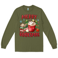 Army Green merry booksmas Long Sleeve Tee - MaliasSmallBusiness