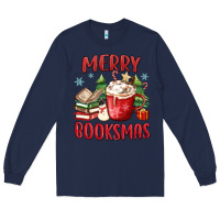 Navy merry booksmas Long Sleeve Tee - MaliasSmallBusiness