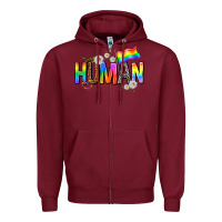 Burgundy human with daisies Zipper Hoodie - texasbilliewilder