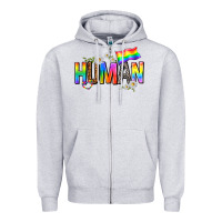 Heather Grey human with daisies Zipper Hoodie - texasbilliewilder