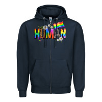 Navy human with daisies Zipper Hoodie - texasbilliewilder