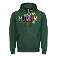 Sports Green human with daisies Zipper Hoodie - texasbilliewilder