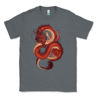 Charcoal Heather red dragon Classic Tee - RanaPortraitStore