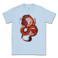 Dusty Blue red dragon Classic Tee - RanaPortraitStore