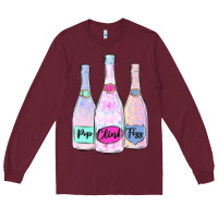 Burgundy pop clink fizz champagne bubbly Long Sleeve Tee - MaliasSmallBusiness