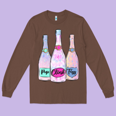 Long Sleeve Tee pop clink fizz champagne bubbly