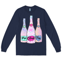 Navy pop clink fizz champagne bubbly Long Sleeve Tee - MaliasSmallBusiness