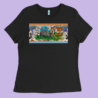 Love Texas Armadillo License Plate Ladies Tee Designed By Barkaloodesign