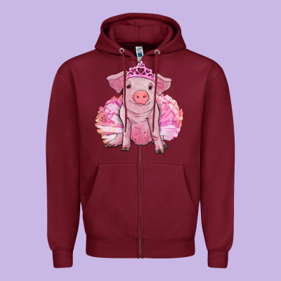 Zipper Hoodie Balerina pig with tutu
