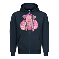 Navy Balerina pig with tutu Zipper Hoodie - RanaPortraitStore