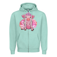 Seafoam Balerina pig with tutu Zipper Hoodie - RanaPortraitStore