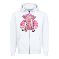 White Balerina pig with tutu Zipper Hoodie - RanaPortraitStore