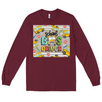 Burgundy school bus driver Long Sleeve Tee - MaliasSmallBusiness