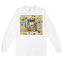 White school bus driver Long Sleeve Tee - MaliasSmallBusiness