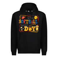 Black its a softball kinda day Premium Hoodie - AdoDesignShop