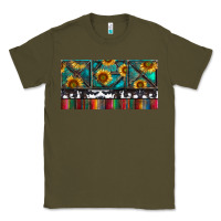 Army Green Rusty Sunflowers with Cowhide and Turquoise Classic Tee - RanaPortraitStore