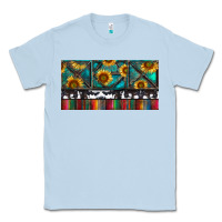 Dusty Blue Rusty Sunflowers with Cowhide and Turquoise Classic Tee - RanaPortraitStore