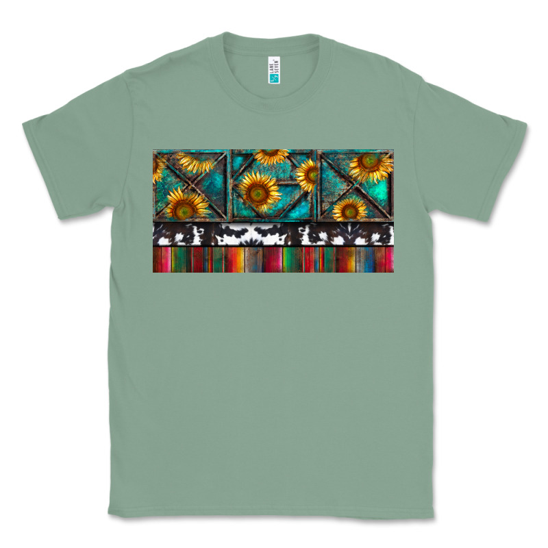 Rusty Sunflowers With Cowhide And Turquoise Classic Tee by RanaPortraitStore | Teevron