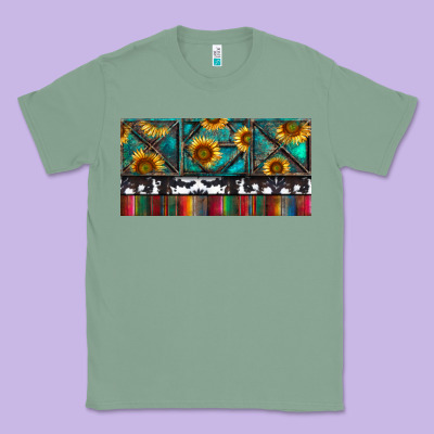 Rusty Sunflowers With Cowhide And Turquoise Classic Tee Designed By Ranaportraitstore