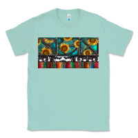 Seafoam Rusty Sunflowers with Cowhide and Turquoise Classic Tee - RanaPortraitStore