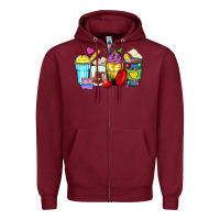 Burgundy school coffee cups Zipper Hoodie - Zillion Design Studio