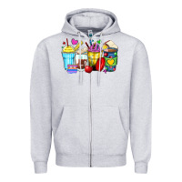 Heather Grey school coffee cups Zipper Hoodie - Zillion Design Studio