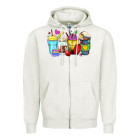 Oatmeal Heather school coffee cups Zipper Hoodie - Zillion Design Studio