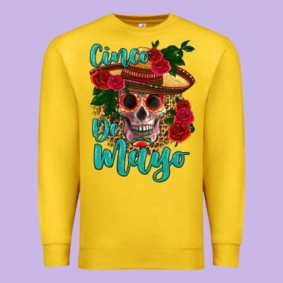 Cinco De Mayo Skull Premium Sweatshirt Designed By Hra Design Shop