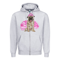 Heather Grey Balerina pug with tutu Zipper Hoodie - RanaPortraitStore