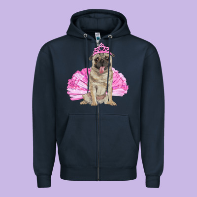 Zipper Hoodie Balerina pug with tutu