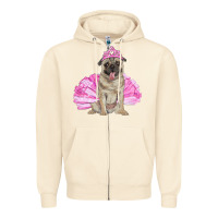 Sandshell Balerina pug with tutu Zipper Hoodie - RanaPortraitStore