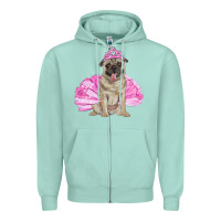 Seafoam Balerina pug with tutu Zipper Hoodie - RanaPortraitStore