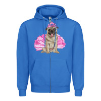 True Royal Balerina pug with tutu Zipper Hoodie - RanaPortraitStore