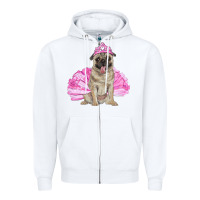 White Balerina pug with tutu Zipper Hoodie - RanaPortraitStore