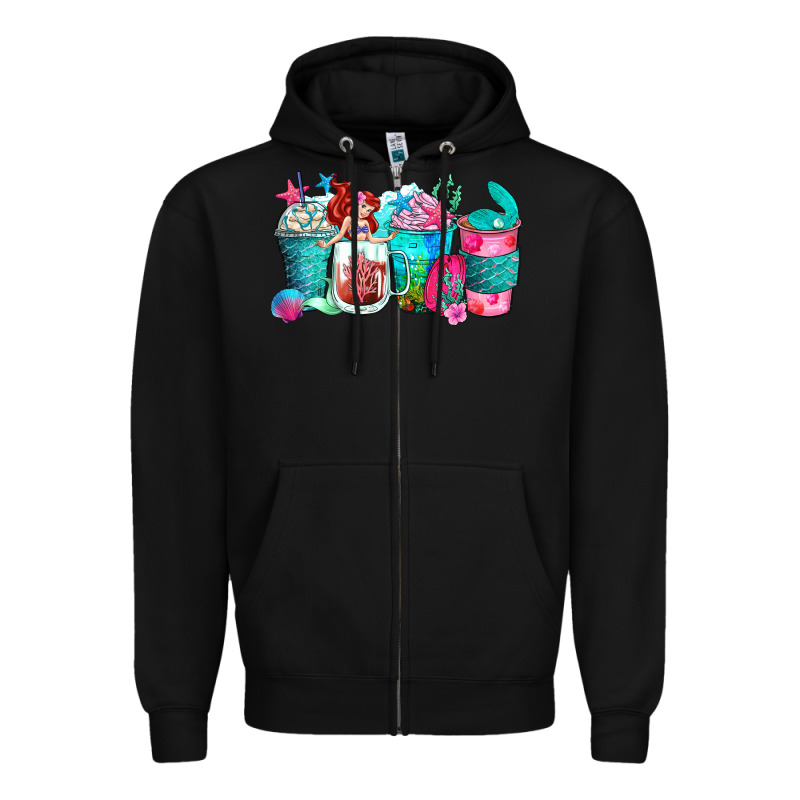 Mermaid Coffee Cups Zipper Hoodie by Zillion Design Studio | Teevron