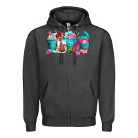 Charcoal Heather mermaid coffee cups Zipper Hoodie - Zillion Design Studio