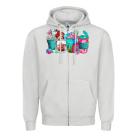 Dove Grey mermaid coffee cups Zipper Hoodie - Zillion Design Studio