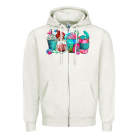 Oatmeal Heather mermaid coffee cups Zipper Hoodie - Zillion Design Studio