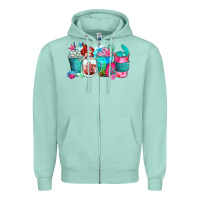 Seafoam mermaid coffee cups Zipper Hoodie - Zillion Design Studio