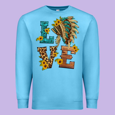 Love Indian Headdress Premium Sweatshirt Designed By Hra Design Shop